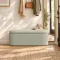 Banco de Almacenaje Puff Almacenaje Tapizado en Lino Tapa Cierre Suave Diseño Ovalado Carga 220 kg 116x42x44 cm Gris Banco de Almacenaje Puff Almacenaje Tapizado en Lino Tapa Cierre Suave Diseño Ovalado Carga 220 kg 116x42x44 cm Gris