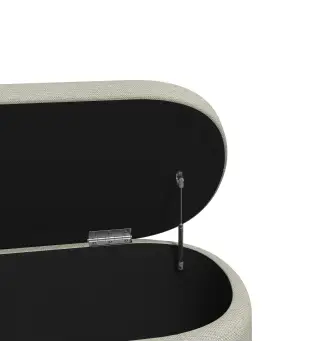 Banco de Almacenaje Puff Almacenaje Tapizado en Lino Tapa Cierre Suave Diseño Ovalado Carga 220 kg 116x42x44 cm Gris