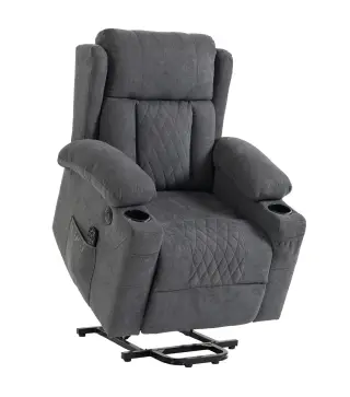 Sillón Relax Reclinable Eléctrico Levanta Personas con 8 Puntos Masaje y Calor Lumbar Puerto USB Mando Reposapiés Gris