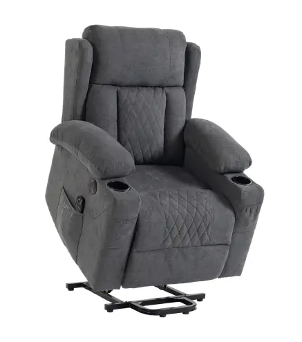 Sillón Relax Reclinable Eléctrico Levanta Personas con 8 Puntos Masaje y Calor Lumbar Puerto USB Mando Reposapiés Gris