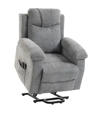 Sillón Relax Reclinable Eléctrico Levanta Personas con 8 Puntos Masaje y Calor Lumbar Puerto USB Mando Reposapiés Gris