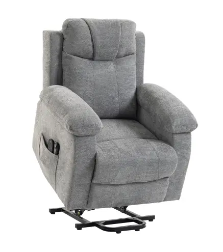 Sillón Relax Reclinable Eléctrico Levanta Personas con 8 Puntos Masaje y Calor Lumbar Puerto USB Mando Reposapiés Gris