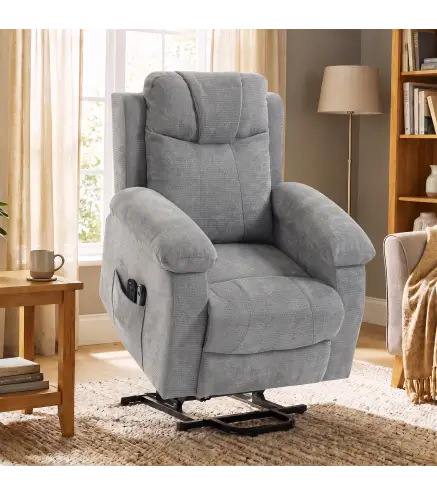 Sillón Relax Reclinable Eléctrico Levanta Personas con 8 Puntos Masaje y Calor Lumbar Puerto USB Mando Reposapiés Gris