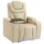 Sillón Relax Reclinable Eléctrico Calor Lumbar Masaje Vibración Luz LED Reposapiés Puertos USB y Type-C Blanco Crema