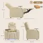 Sillón Relax Reclinable Eléctrico Calor Lumbar Masaje Vibración Luz LED Reposapiés Puertos USB y Type-C Blanco Crema