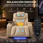 Sillón Relax Reclinable Eléctrico Calor Lumbar Masaje Vibración Luz LED Reposapiés Puertos USB y Type-C Blanco Crema