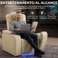 Sillón Relax Reclinable Eléctrico Calor Lumbar Masaje Vibración Luz LED Reposapiés Puertos USB y Type-C Blanco Crema