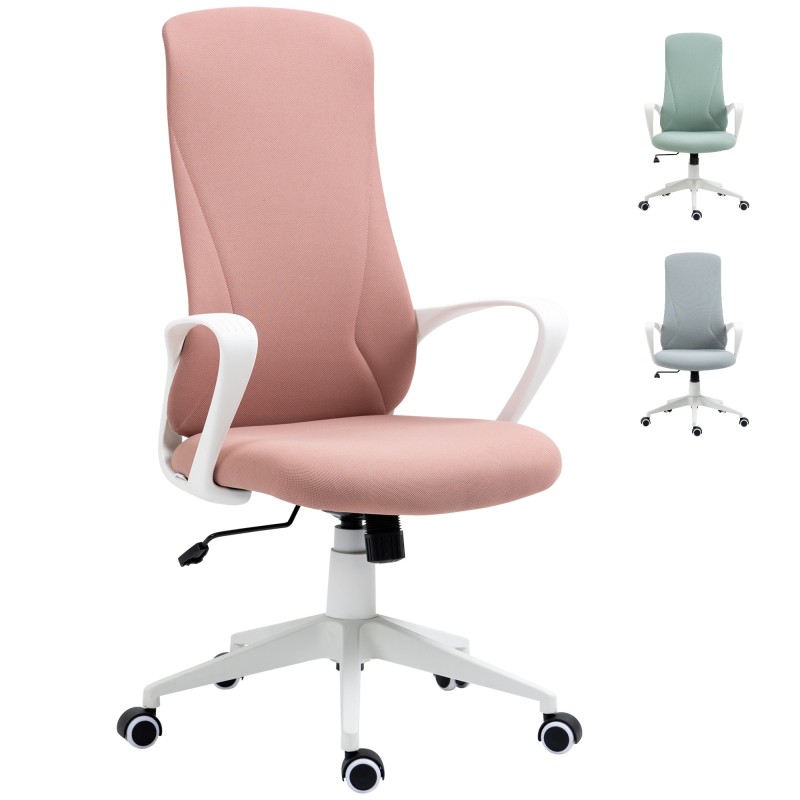 Silla de Oficina Giratoria Altura Ajustable con Reposabrazos Función de Basculante Respaldo Alto 62x56x110-119,5cm Rosa Silla de Oficina Giratoria Altura Ajustable con Reposabrazos Función de Basculante Respaldo Alto 62x56x110-119,5cm Rosa