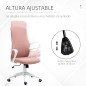 Silla de Oficina Giratoria Altura Ajustable con Reposabrazos Función de Basculante Respaldo Alto 62x56x110-119,5cm Rosa