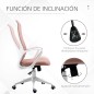 Silla de Oficina Giratoria Altura Ajustable con Reposabrazos Función de Basculante Respaldo Alto 62x56x110-119,5cm Rosa