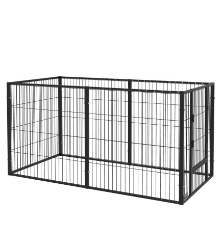Parque para Perros de 6 Paneles Ajustable Valla Metálica para Mascotas con Marco de Acero 82,5-150x79x81 cm Negro