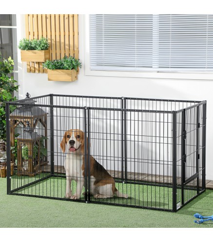 Parque para Perros de 6 Paneles Ajustable Valla Metálica para Mascotas con Marco de Acero 82,5-150x79x81 cm Negro
