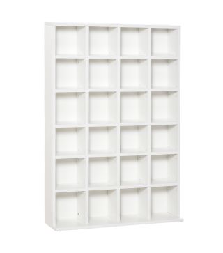 Estantería para 456 CDs y 336 DVDs con 24 Compartimentos Estantes Ajustables para Salón Oficina 89x20x130,5 cm Blanco