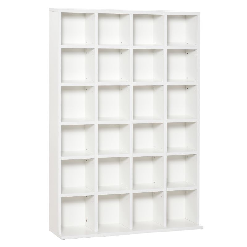 Estantería para 456 CDs y 336 DVDs con 24 Compartimentos Estantes Ajustables para Salón Oficina 89x20x130,5 cm Blanco Estantería para 456 CDs y 336 DVDs con 24 Compartimentos Estantes Ajustables para Salón Oficina 89x20x130,5 cm Blanco