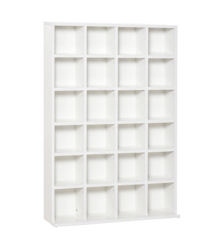 Estantería para 456 CDs y 336 DVDs con 24 Compartimentos Estantes Ajustables para Salón Oficina 89x20x130,5 cm Blanco