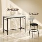 Juego de Mesa Alta de Bar y 4 Taburetes Asientos Tapizados en PU con Respaldo y Reposapiés Gris Claro Juego de Mesa Alta de Bar y 4 Taburetes Asientos Tapizados en PU con Respaldo y Reposapiés Gris Claro
