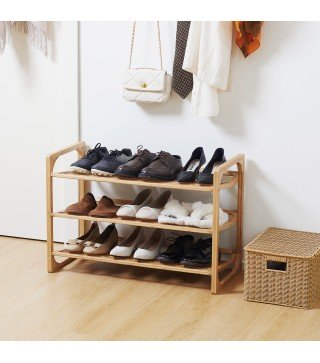 Zapatero de Bambú de 3 Niveles Estante Zapatero Estantería para 9 Pares de Zapatos para Entrada 76x33x51 cm Natural