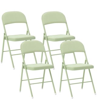 Juego de 4 Sillas Plegables Tapizadas en Terciopelo Estructura de Acero con Respaldo para Espacios Pequeños Verde