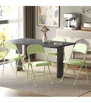 Juego de 4 Sillas Plegables Tapizadas en Terciopelo Estructura de Acero con Respaldo para Espacios Pequeños Verde