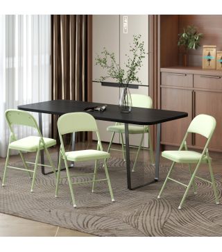 Juego de 4 Sillas Plegables Tapizadas en Terciopelo Estructura de Acero con Respaldo para Espacios Pequeños Verde
