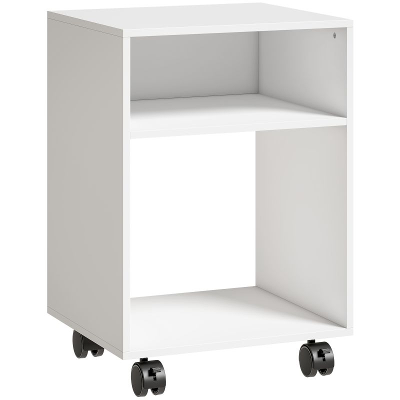 Mueble para Impresora con Ruedas 2 Estantes Abiertos para Documentos Tamaño A4 para Oficina en Casa Blanco Mueble para Impresora con Ruedas 2 Estantes Abiertos para Documentos Tamaño A4 para Oficina en Casa Blanco