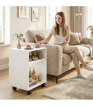 Mueble para Impresora con Ruedas 2 Estantes Abiertos para Documentos Tamaño A4 para Oficina en Casa Blanco