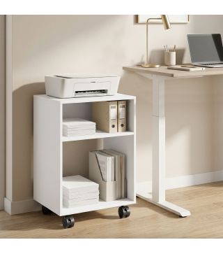 Mueble para Impresora con Ruedas 2 Estantes Abiertos para Documentos Tamaño A4 para Oficina en Casa Blanco