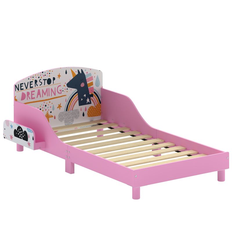 Cama Infantil con Almacenaje 70x140 cm Cama Montessori con Barandillas Tema de Superniña 3-8 Años Rosa