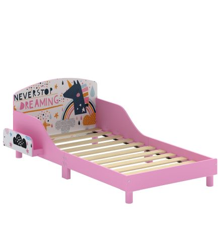 Cama Infantil con Almacenaje 70x140 cm Cama Montessori con Barandillas Tema de Superniña 3-8 Años Rosa