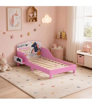 Cama Infantil con Almacenaje 70x140 cm Cama Montessori con Barandillas Tema de Superniña 3-8 Años Rosa