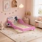 Cama Infantil con Almacenaje 70x140 cm Cama Montessori con Barandillas Tema de Superniña 3-8 Años Rosa
