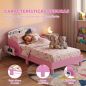 Cama Infantil con Almacenaje 70x140 cm Cama Montessori con Barandillas Tema de Superniña 3-8 Años Rosa