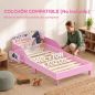 Cama Infantil con Almacenaje 70x140 cm Cama Montessori con Barandillas Tema de Superniña 3-8 Años Rosa