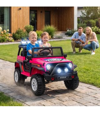 Coche Eléctrico para Niños 2 Plazas 12V Todoterreno Batería de Litio Control Remoto 2,4G 2 Motores Suspensión Rosa