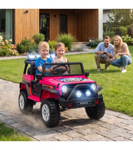 Coche Eléctrico para Niños 2 Plazas 12V Todoterreno Batería de Litio Control Remoto 2,4G 2 Motores Suspensión Rosa