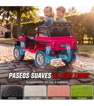 Coche Eléctrico para Niños 2 Plazas 12V Todoterreno Batería de Litio Control Remoto 2,4G 2 Motores Suspensión Rosa