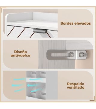 Zapatero Estrecho con 4 Cajones Abatibles y Divisores Ajustables para 8-16 Pares Blanco