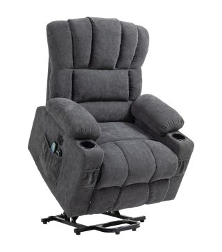 Sillón Relax Reclinable Eléctrico Levanta Personas con Masaje y Calor Lumbar Asiento con Muelles Puerto USB de Chenilla