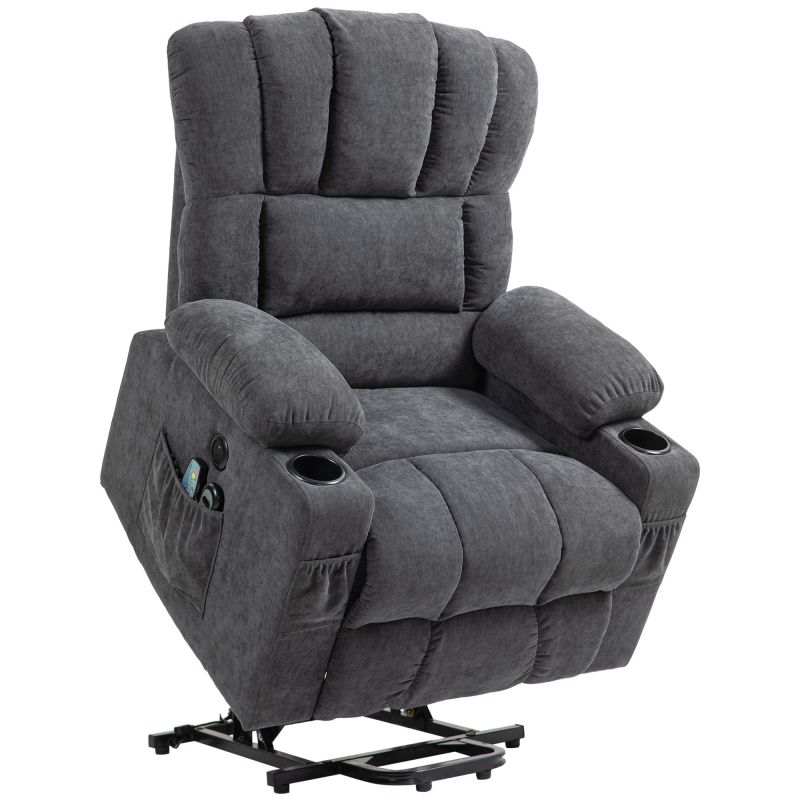 Sillón Relax Reclinable Eléctrico Levanta Personas con Masaje y Calor Lumbar Asiento con Muelles Puerto USB de Chenilla
