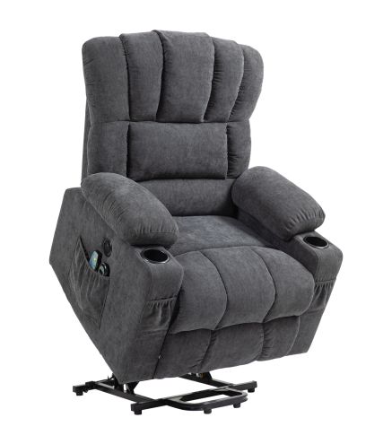 Sillón Relax Reclinable Eléctrico Levanta Personas con Masaje y Calor Lumbar Asiento con Muelles Puerto USB de Chenilla
