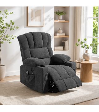 Sillón Relax Reclinable Eléctrico Levanta Personas con Masaje y Calor Lumbar Asiento con Muelles Puerto USB de Chenilla