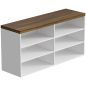 Banco Zapatero con Asiento 6 Compartimentos Abiertos y 4 Estantes Ajustables 100x30x50 cm para Entrada Blanco y Nogal