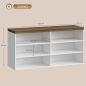 Banco Zapatero con Asiento 6 Compartimentos Abiertos y 4 Estantes Ajustables 100x30x50 cm para Entrada Blanco y Nogal