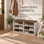 Banco Zapatero con Asiento 6 Compartimentos Abiertos y 4 Estantes Ajustables 100x30x50 cm para Entrada Blanco y Nogal