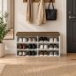 Banco Zapatero con Asiento 6 Compartimentos Abiertos y 4 Estantes Ajustables 100x30x50 cm para Entrada Blanco y Nogal