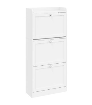 Zapatero Estrecho con 3 Cajones Abatibles Estantes Ajustables Armario Organizador para 12-15 Pares 60x24x130 cm Blanco