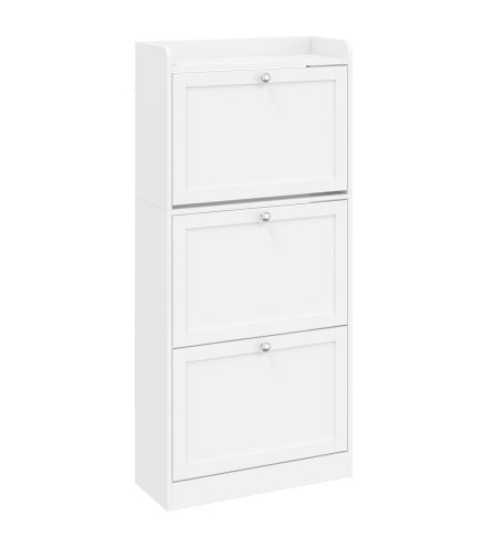 Zapatero Estrecho con 3 Cajones Abatibles Estantes Ajustables Armario Organizador para 12-15 Pares 60x24x130 cm Blanco