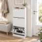 Zapatero Estrecho con 3 Cajones Abatibles Estantes Ajustables Armario Organizador para 12-15 Pares 60x24x130 cm Blanco