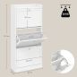 Zapatero Estrecho con 3 Cajones Abatibles Estantes Ajustables Armario Organizador para 12-15 Pares 60x24x130 cm Blanco