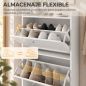 Zapatero Estrecho con 3 Cajones Abatibles Estantes Ajustables Armario Organizador para 12-15 Pares 60x24x130 cm Blanco